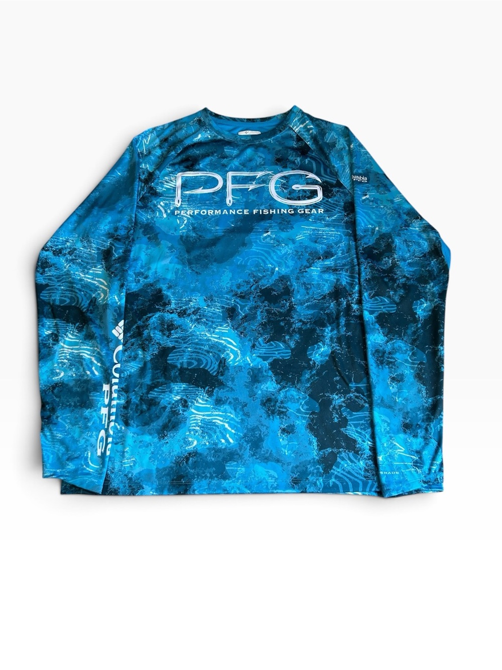 Columbia PFG Blue Camo Fishing Shirt Men’s XL